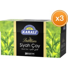 Karali Çay Premium Bardak Poşet Siyah Çay 20'li x 3 Paket