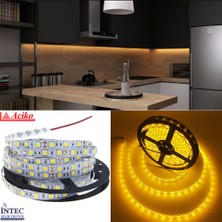 Aciko 3 Çipli Silikonsuz Şerit LED Iç Mekan LED Aydınlatma Amber 30 Metre