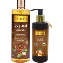 Naturix 2'li Yaz Seti Argan Yağlı Duş Jeli 400 ml Canlandırıcı Jel + Argan Oil El Yüz Vücut Kremi 250 ml