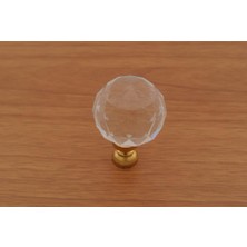 Azm Hırdavat Kristal Taşlı Düğme Kulp Tek Delikli Tabanı Sarı (30 Mm)
