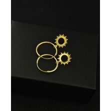 Papatya Silver 925 Ayar Gümüş Güneş Figürlü Halka Küpe