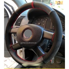 Gürler Oto Aksesuar Vw Polo Dikmeli Direksiyon Kılıfı Alkantra-Karbon Kırmızı Yüzüklü