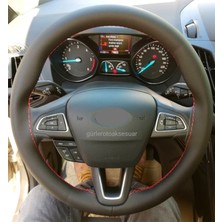 Gürler Oto Aksesuar Ford Mondeo Uyumlu Kırmızı Ipli Dikmeli Direksiyon Kılıfı (10.5cm