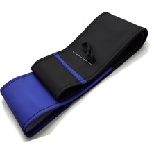 Gürler Oto Aksesuar Dikmeli Deri Direksiyon Kılıfı Iki Renkli Mavi Yüzüklü Soft Esnek Kokusuz Standart 38CM