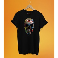 Remonz Marvel Kuru Kafa Baskılı %100 Pamuk Oversize T-Shirt Büyük Beden Tişört