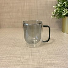Perotti Renkli Çift Cidarlı Kulplu Bardak 250 ml Gri
