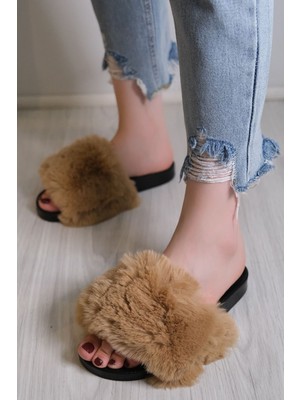 Belendir Tüylü Terlik Camel