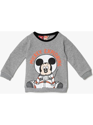 Koton Mickey Mouse Baskılı Bisiklet Yaka Sweatshirt Lisanslı