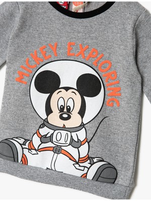 Koton Mickey Mouse Baskılı Bisiklet Yaka Sweatshirt Lisanslı