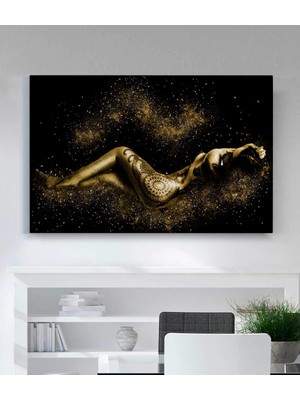 MonoStella Siyah ve Altın Kadın Kanvas Tablo