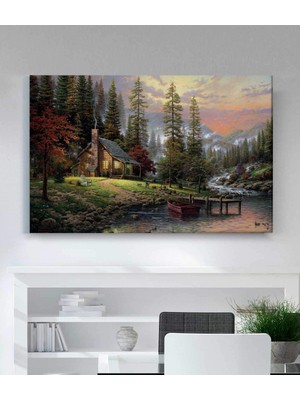 MonoStella Göl Kıyısında Doğal Yaşam Kanvas Tablo