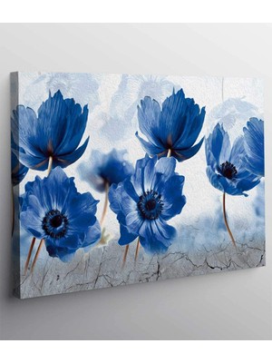 MonoStella Fleurs Bleues Mor Çiçekli Kanvas Tablo