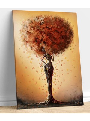 MonoStella Ağaç Siyah Kız Renkli Yapraklar Saç