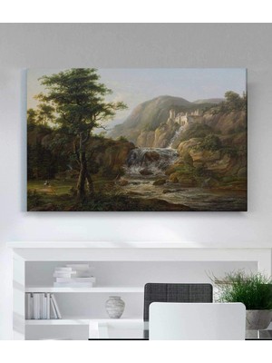 MonoStella Johan Christian Claussen Dahl Şelale ile Dağ Manzara Kanvas Tablo