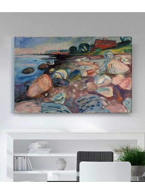 MonoStella Edvard Munch Kırmızı Ev ile Sahil Kanvas Tablo