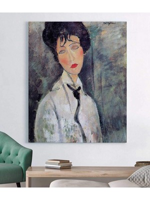 MonoStella Amadeo Modigliani Siyah Kravatlı Kadın Kanvas Tablo