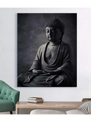 MonoStella Siyah Meditasyon Buda Heykeli Kanvas Tablo