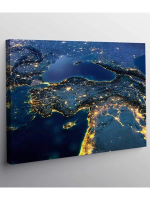 MonoStella Uzaydan Türkiye Görüntüsü Kanvas Tablo