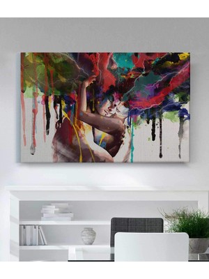 MonoStella Suluboya Görünümlü Çift Kanvas Tablo