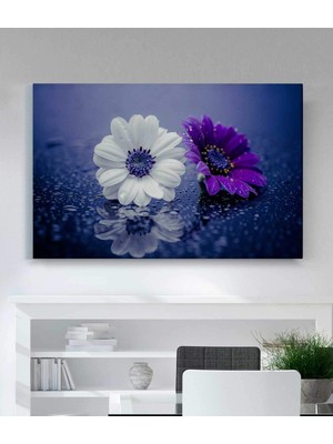 MonoStella Beyaz ve Mor Çiçekli Kanvas Tablo