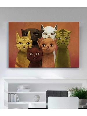 MonoStella Renkli Kedili Dekoratif Kanvas Tablo