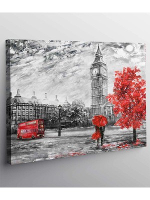 MonoStella Kırmızı Ağaç ve Saat Kulesi Tablosu