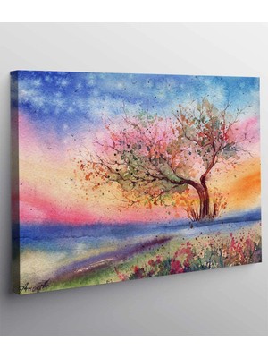 MonoStella Suluboya Ağaç Kanvas Tablo