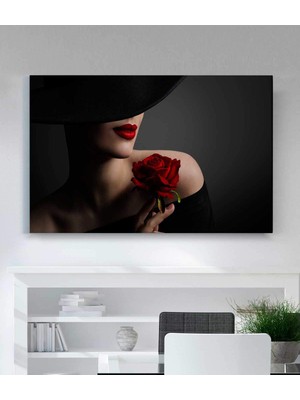 MonoStella Kırmızı Gül Kadın Kanvas Tablo