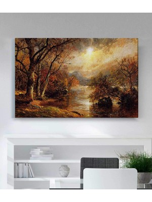 MonoStella Jasper Francis Cropsey Greenwood Gölü'nde Sisli Bir Sabah Kanvas Tablo