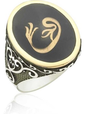 Harem Altın Gümüş Vav Harfi Erkek Yüzük