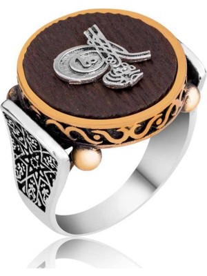 Harem Altın Gümüş Tuğralı Kuka Erkek Yüzük