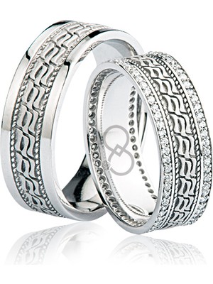 Harem Altın Desenli Taşlı Altın Alyans 0404-3