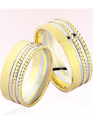 Harem Altın Sarı Beyaz Altın Alyans 6909