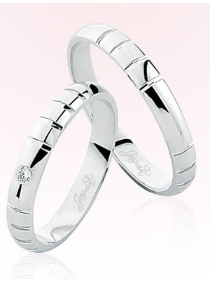 Harem Altın Beyaz Kareli Altın Alyans 5605