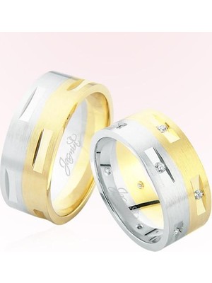 Harem Altın Sarı Beyaz Altın Alyans 4306