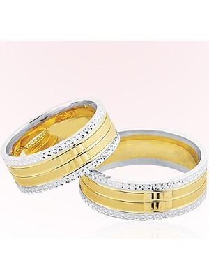 Harem Altın Sarı Beyaz Altın Alyans 7609