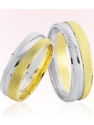 Harem Altın Sarı Beyaz Altın Alyans 6607