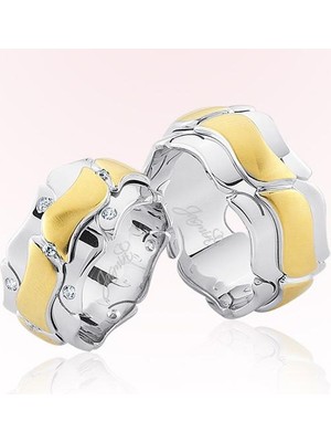 Harem Altın Sarı Beyaz Altın Alyans 1801-2