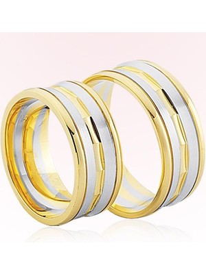 Harem Altın Sarı Beyaz Altın Alyans 6207