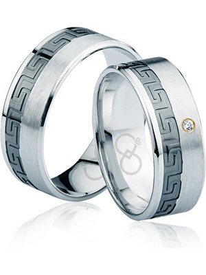 Harem Altın Desenli Beyaz Altın Alyans 2103-3