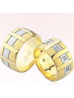 Harem Altın Taşlı Iki Renk Altın Alyans 3105