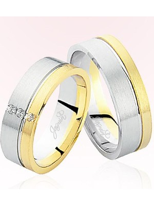 Harem Altın Beyaz Sarı Altın Alyans 5303