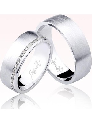 Harem Altın Taşlı Beyaz Altın Alyans 0405-2