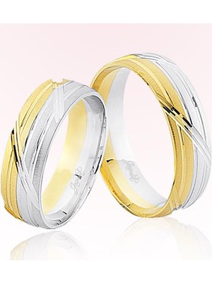 Harem Altın Sarı Beyaz Altın Alyans 7307