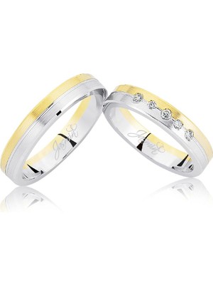 Harem Altın Sarı Beyaz Taşlı Altın Alyans 2606-2