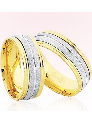 Harem Altın Sarı Beyaz Altın Alyans 8204