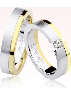 Harem Altın Beyaz Sarı Tektaş Altın Alyans 1902-3