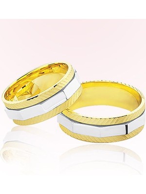 Harem Altın Sarı Beyaz Altın Alyans 7404