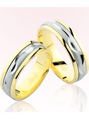 Harem Altın Sarı Beyaz Altın Alyans 7007