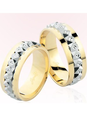 Harem Altın Sarı Beyaz Altın Alyans 7703